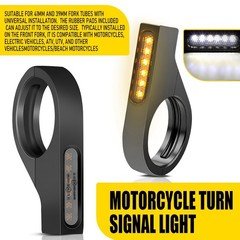 2Pcs LED Motorcycle Turn Signal Blinkers Light 12V For 39-41mm Fork Mount Clamp`