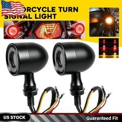 2PCS Motorcycle Bullet LED Front & Rear Turn Signal Brake Running Light Black