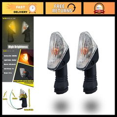 2Pcs Motorcycle Turn Signal Indicator Lights Front/Rear Blinker Lamp - White She