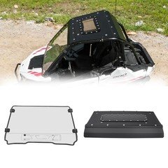 2x Aluminum Roof Top + Front Vented Windshield SET For Polaris RZR 200 2022-2026