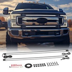 2x Front Mesh Grille LED Light Bar Kit For 2017-2022 Ford F250 F350 Super Duty
