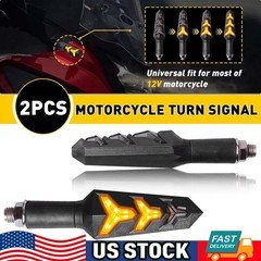 2x LED Motorcycle Flexible Turn Signal Amber Integrated 4 Brake Strip Tail Light