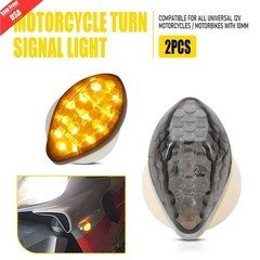 2x Motorcycle 9 LED Flush Mount Turn Signal Smoke Amber Lights Blinker Indicator