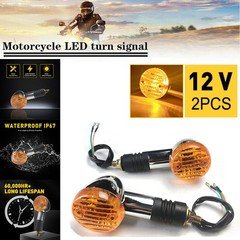 2x Motorcycle LED Amber Chrome Turn Signal Bullet Light Blinker For Honda AMBER