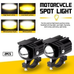 2x Motorcycle White Amber LED Driving Daytime Running Light Headlight Spotlight