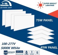 2x2 FT 2x4 FT LED Flat Panel Light, Backlit Drop Ceiling Lights, 0-10V Dimmable
