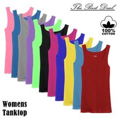 3-12 Pcs Womens 100% Cotton Basic Ribbed Plain Solid Tank Top Sleeveless Shirts