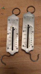 3 each Vintage Chatillons Hanging Scale 0-8 ozs. and 0-250 grams