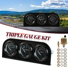 3 in 1 52mm 2"Chrome Car Triple Gauge Set Kit Water Temp Oil Pressure Volt Meter