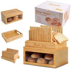 3-in-1 Bread Slicer set for Homemade with Storage 0.1"L x 0.1"W, Yellow 