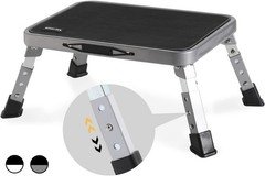 3 Levels Adjustable Folding Step Stools for Adults, Sturdy Metal RV Step Stool