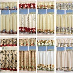 3 Piece Kitchen Curtain with Swag and Tier Window Treatment Set Chef Sunflower