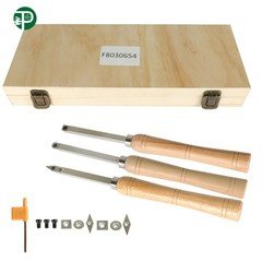 3 Piece Set Carbide Woodturning Tool Mini Size With Comfort Grip Handles