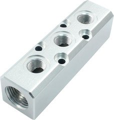 3 Way Pneumatic Manifold Air Distribution Block, G1/2 Supply Port, G1/4-Inch ...