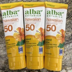 3 x Alba Botanica Hawaiian Island Vibe Sunscreen Lotion SPF 50 3oz 