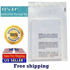 300 11x14 Clear Bags Suffocation Warning Self Seal Bag 1.5 Mil -ST ShipMailers