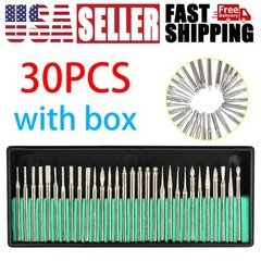 30pcs For Dremel Rotary Tool stone Diamond Grinding Carving Cutting Burr Bit Set