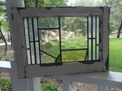313 English Leaded Stained-Glass Window 20 1/4" X 14 1/2" 0 S&H Added