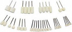 36 Piece Wool Felt Bob Set: 1/8" Shank Diameter, Medium Density (Asst Shapes)