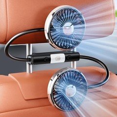 360° Flexible Car Fan for Backseat USB Powered Dual Head Car Seat Fan with Light