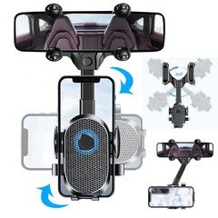 360° Universal Car Rear View Mirror Mount Phone Holder Stand For iPhone Samsung