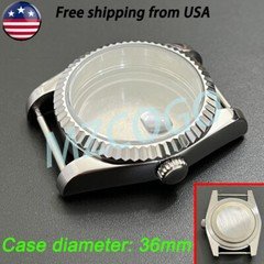 36MM FLUTED BEZEL DATEJUST WATCH CASE WITH DRILLED THROUGH LUG FIT ETA2824 NH35