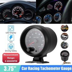 3.75" Universal Car Tachometer Gauge Tacho Meter with LED Shift Light 0-8000 RPM