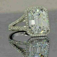 3Ct Emerald Cut Lab-Created Diamond Engagement Ring 14K White Gold Finish