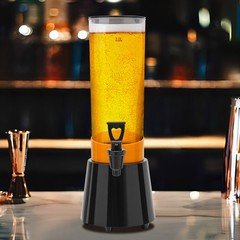 3L Plastic Beverage Dispenser with LED Light - Modern Free-Standing Design