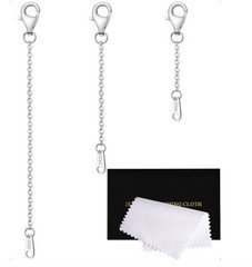 3Pcs Sterling Silver Necklace Extender Chain Set 1" 2" 3" Bracelet Extension