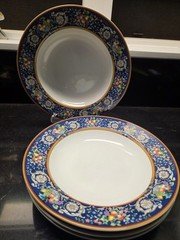 4- Mikasa California M5114 Della Robbia Blue Japan Porcelain Soup Bowls