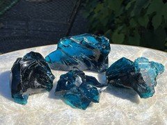 4 Aqua Chunks Slag Glass Cullet Sorcerer Stone Rock  2 lbs 2 oz