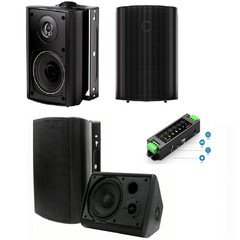 4* Herdio 4" Indoor Outdoor Wall Mount Speakers +Bluetooth 4 Channel Amplifier