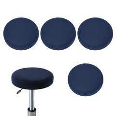 4 Pack Bar Stool Covers Round, 16-18 Inch Elastic Chair Cover, Navy Blue