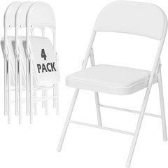 4 Pack White Padded Metal Folding Chairs Stackable for Wedding Office