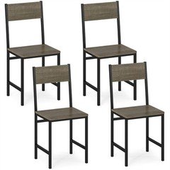 4 PCS Industrial Dining Chairs, 330LBS Capacity Metal Frame Kitchen