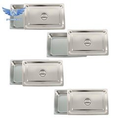 4 Set Stainless Hotel Pans 4" Deep Chafing Steam Table Pans Full Size with Lid