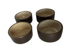 4 Vtg Heath Ceramics Dark Brown Ramekins Small Dessert Bowls Art Pottery #306