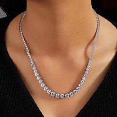 40 ctw Lab Created Round Gradient Diamond 14K White Gold Plated Tennis Necklace!