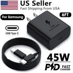 45W Type USB C Super Fast Wall Charger +6ft Cable Fit Samsung Galaxy S21 S22 S23