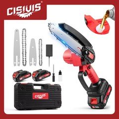 4/6inch Electric Mini Chainsaw Handheld Cordless Wood Cutter Saw with 2 Battery