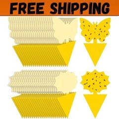 48PCS Sticky Fruit Fly Traps, Fungus Gnat Killer Trap use Indoor Outdoor