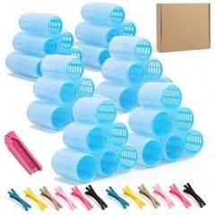 49Pcs Self-Grip Hair Rollers 3 Sizes With Comb & 12 Clips Black Or Blue Randomly