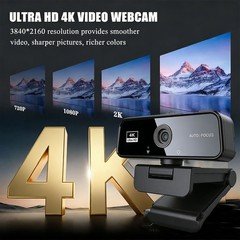 4K Webcam Autofocus USB Web Camera with Microphone for PC Latop Computer streami