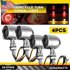 4PCS Motorcycle LED Turn Signal Light For Honda Yamaha Suzuki Kawasaki Chrome
