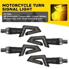 4Pcs Motorcycle Turn Signal Lights 2Pcs Amber Smoked IP67 Universal 10mm Bolt