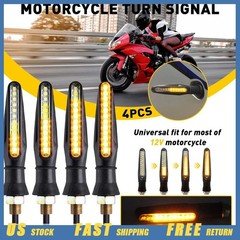 4x LED Flowing Motorcycle Signals Turn Light Blinker Indicator Tail Lights Amber
