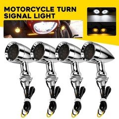 4x Motorcycle Amber&White Running LED Turn Signal Tail Rear Light Chrome Housing
