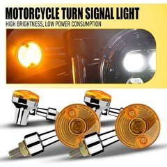 4X Motorcycle Turn Chrome Signals Amber For Kawasaki Honda Blinker Light