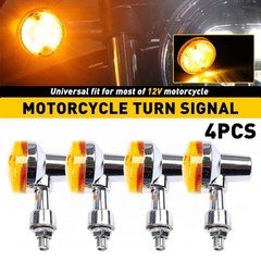 4X Motorcycle Turn Signals Light Blinker Chrome Amber For Kawasaki Suzuki h1 h2